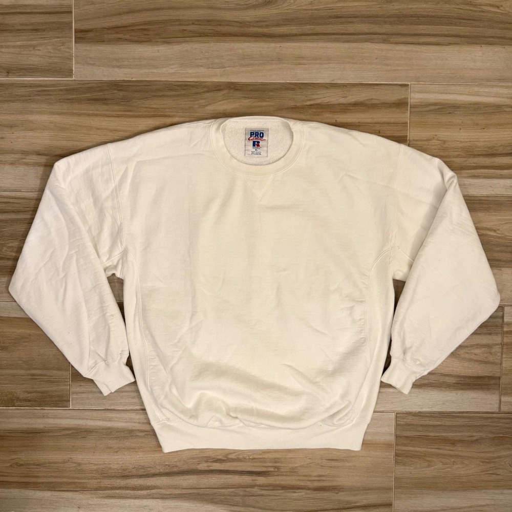 Vintage Russell Athletic Pro Cotton Sweatshirt White Made in USA XL Crewneck